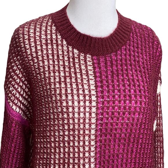 Splendid Waffle Knit Crop Sweater Oversized XS NWT - Picture 2 of 7